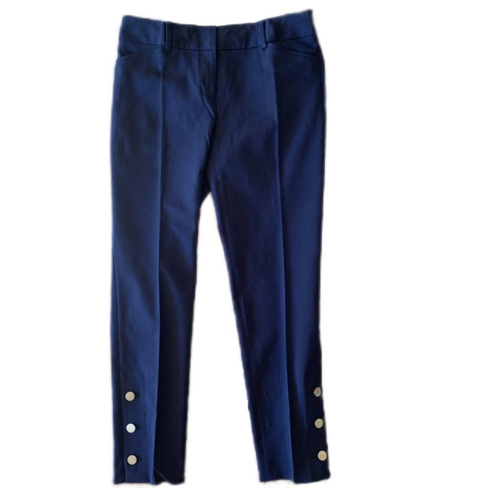 Talbots Hampshire Ankle Indigo Blue Stretch Pants with Button Details Size 2 P